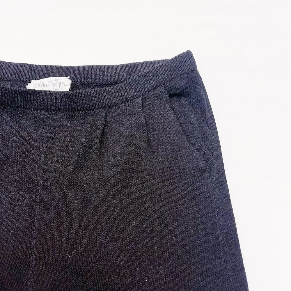 VTG St. John Marie Black Knit Pants SZ8 MINT USA